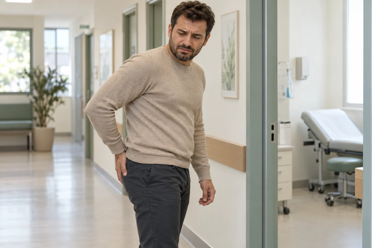 A person finding it hard to sit because of anal fissure pain (illustrative image)