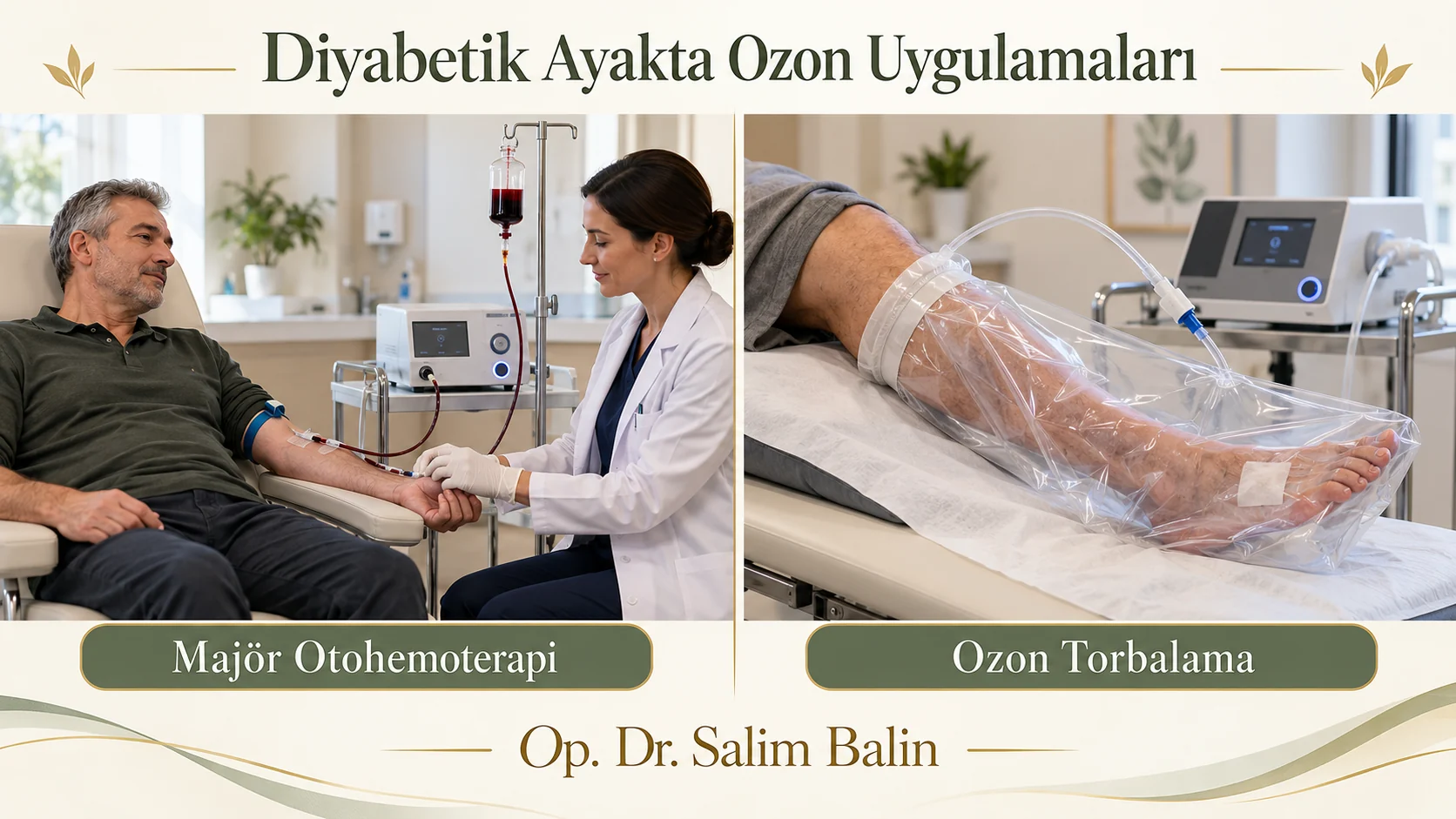 Diyabetik ayakta ozon uygulamaları: major otohemoterapi ve lokal ozon torbalama – temsili görsel