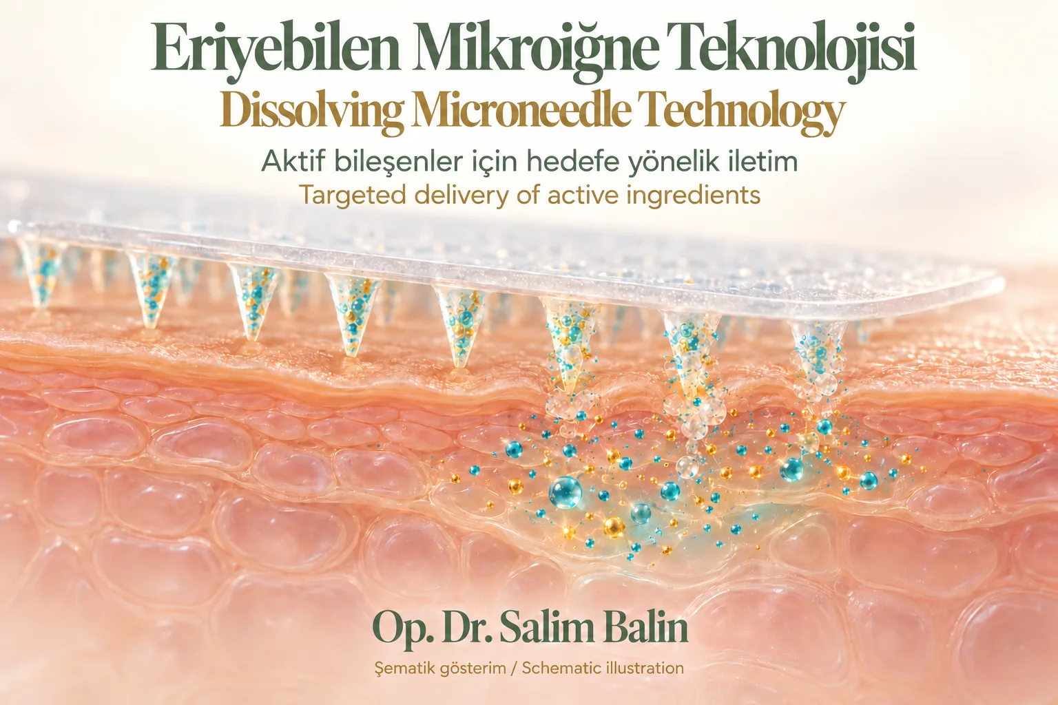 Dissolving microneedle technology: patch microneedles crossing the skin barrier and releasing actives into the target layer – schematic illustration