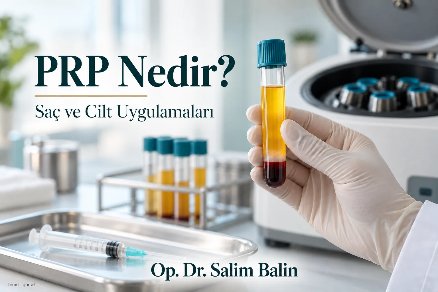 PRP nedir? Saç ve cilt uygulamaları – santrifüj sonrası trombositten zengin plazma tüpü, temsili görsel